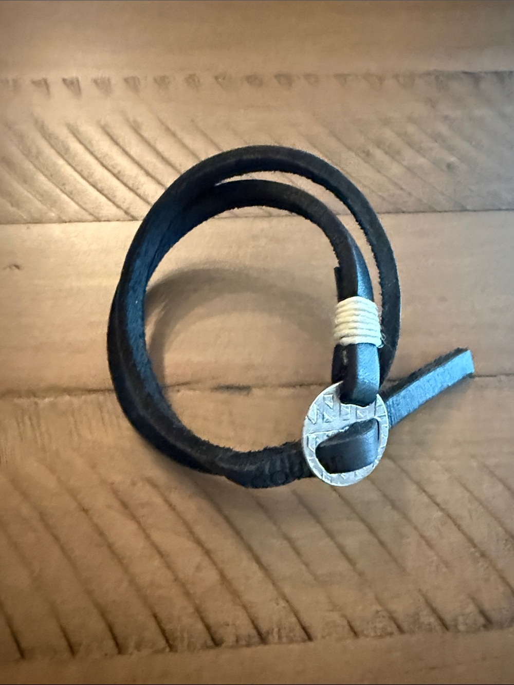 Black Leather Baseball Glove Lace  Bracelet with Silver Toggle Baseball Saying